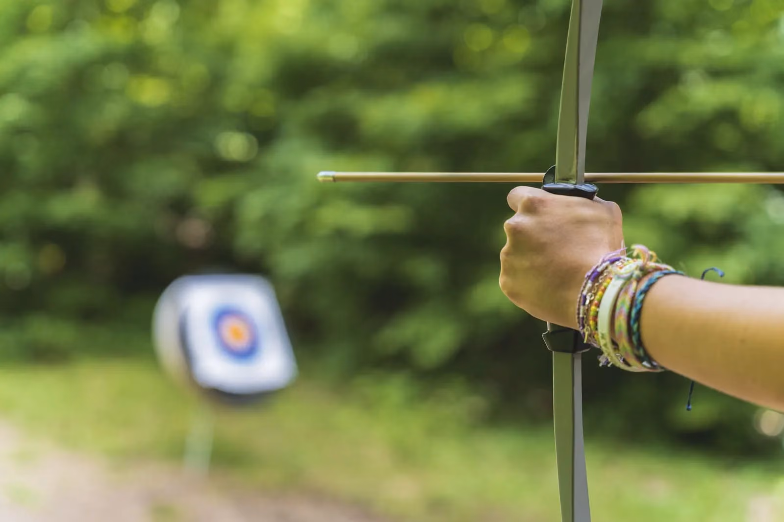 An archery bow and a target