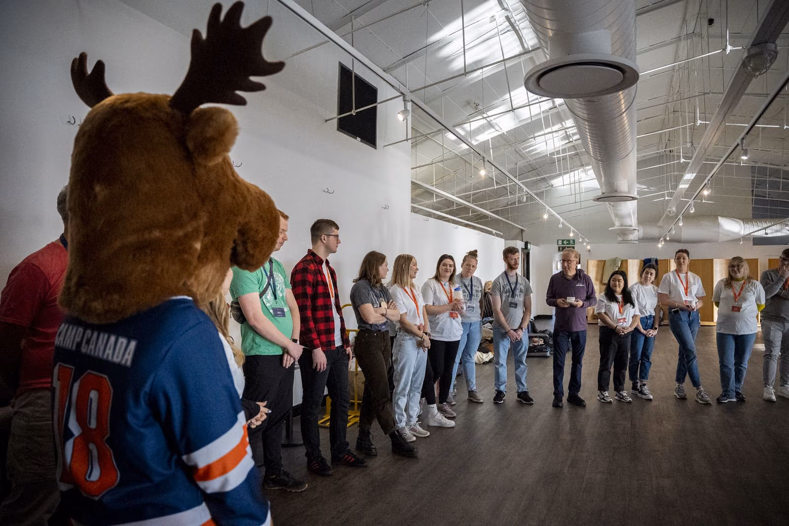 A photo of a group of people attending a job fair